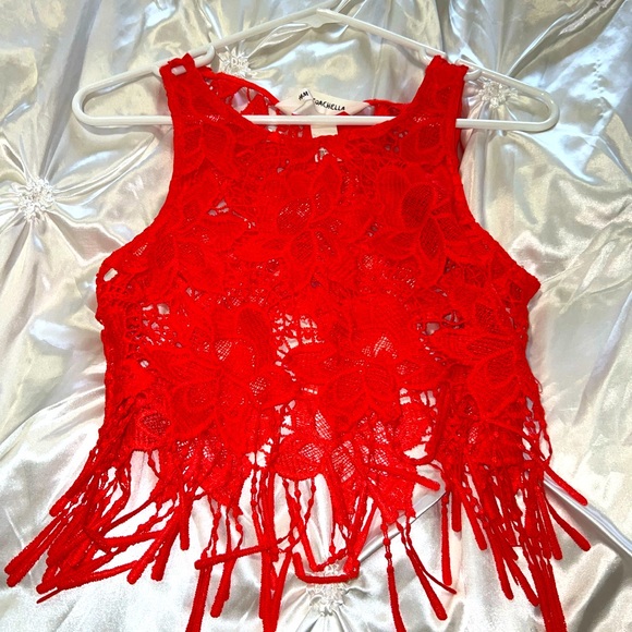 Coral lace H&M Coachella Crop top XS - Picture 1 of 2